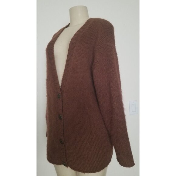 INSIGHT WOMEN'S MOHAIR MIX KNITTED CROPPED BUTTON CARDIGAN SIZE 2 #847 - Picture 2 of 11